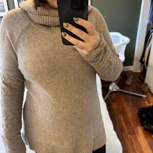 Cozy Calvin Klein Turtleneck Knit Sweater in Taupe